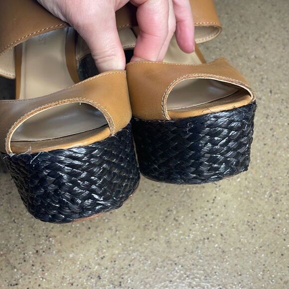 Nine West Unstopable Leather and Grass Wrapped Wedge Sandals 7 - Picture 8 of 12